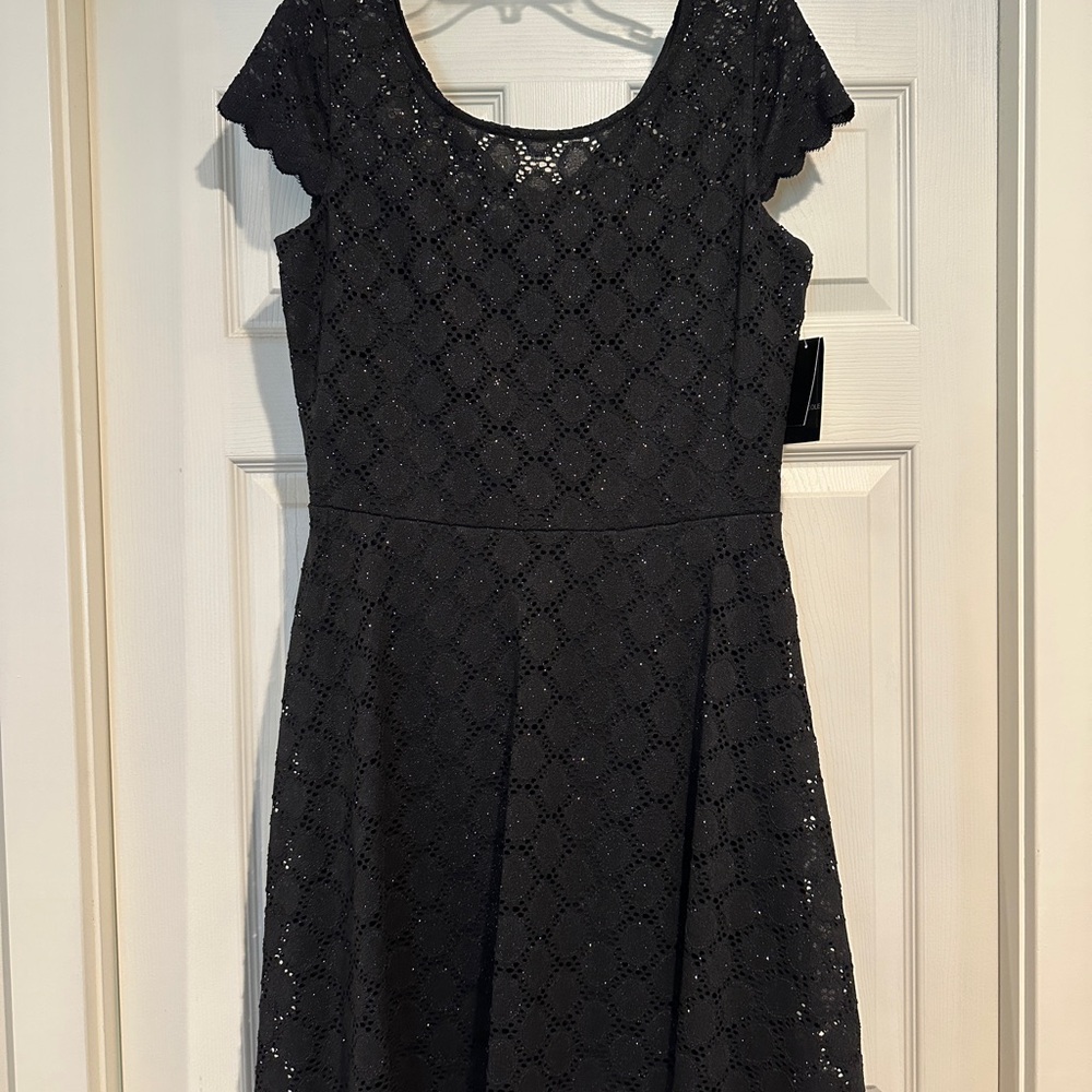 Black Lace Scoop Neck Women's Dress